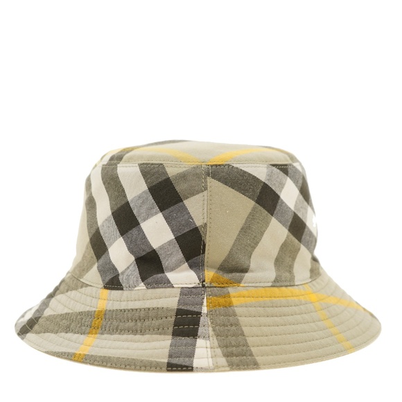 Burberry Check Reversible Bucket Hat Medium Size Military Green New - Picture 4 of 5